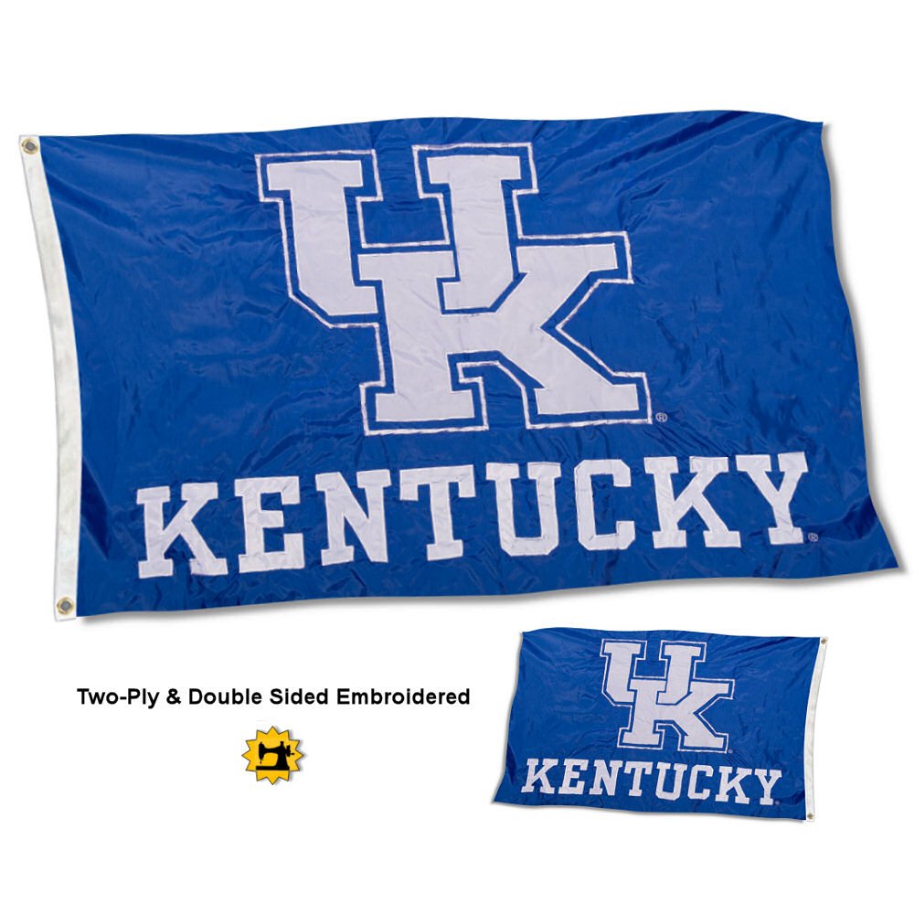 College Flags & Banners Co. Kentucky Wildcats New UK Logo Double Sided Nylon Embroidered Flag