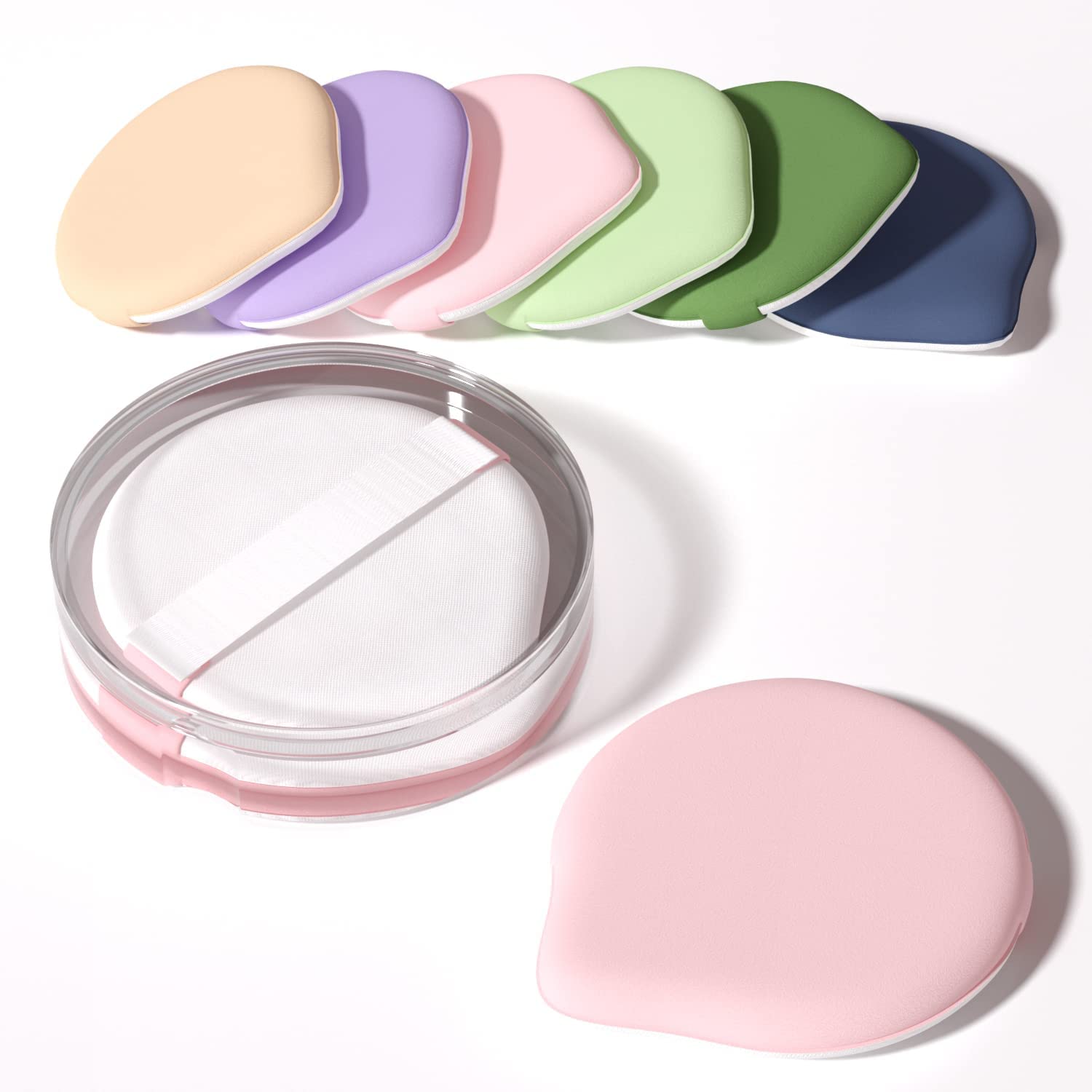 SATTAR 7Pcs Air Cushion Makeup Sponges for Foundation with Portable Box | Latex-Free Blending Sponge for Liquid, Cream, Foundation and Powder | Round Powder Puff (MULTI COLOR)