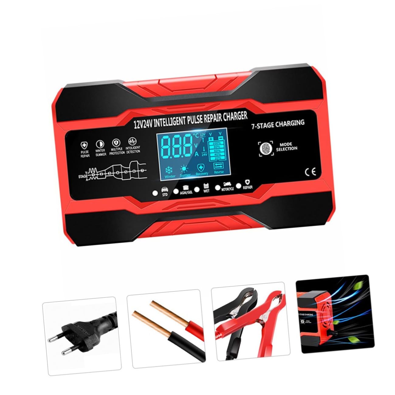 Caricabatteria Intelligente Per Auto Da Riparatore Di Batterie Impulsi Manutentore Di Caricabatterie Automatica Della Tensione