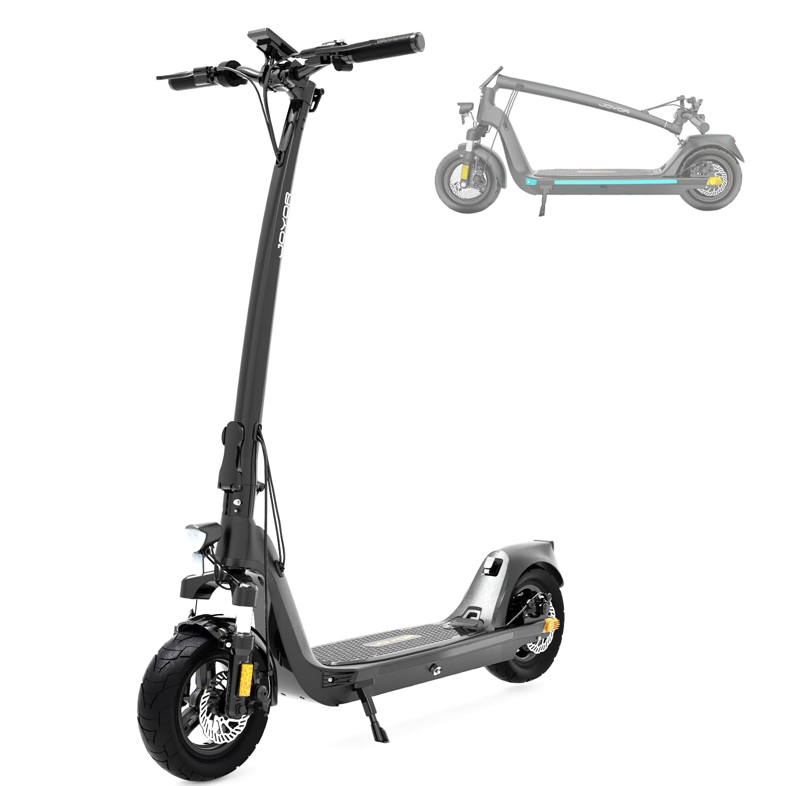 JOYOR C10E - Monopattino elettrico per adulti, 500 W, pieghevole, con batteria 48 V, 10,4 Ah e autonomia 40 Km, velocità 20 Km/h e 10 pollici, con display HD e freni a disco, certificato ABE Germania