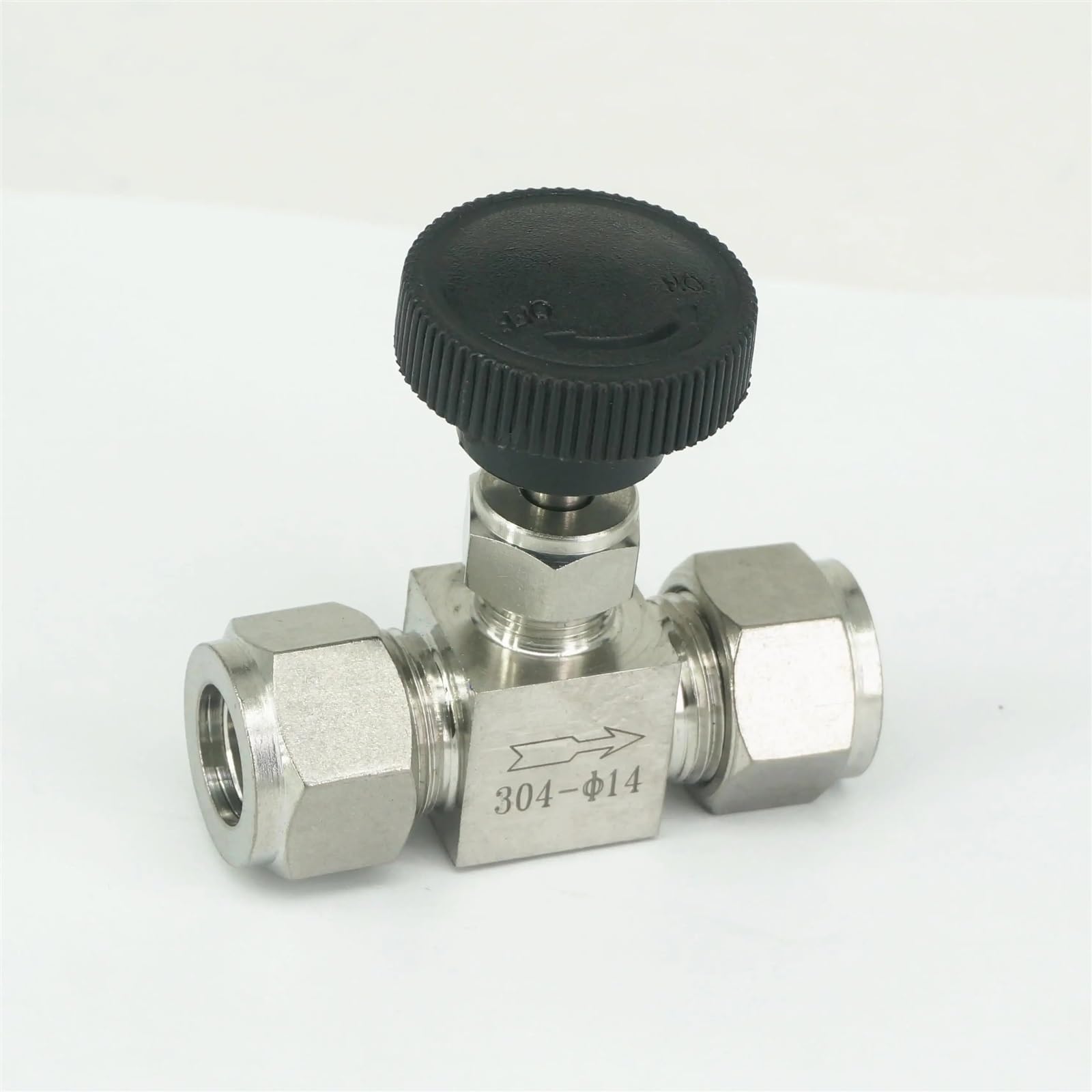 UWUKCJOKQ Fit Tube O/D 14mm 304 Stainless Steel Shut Off Valve Straight Flow Control Needle Compression Fitting 6.4 Mpa