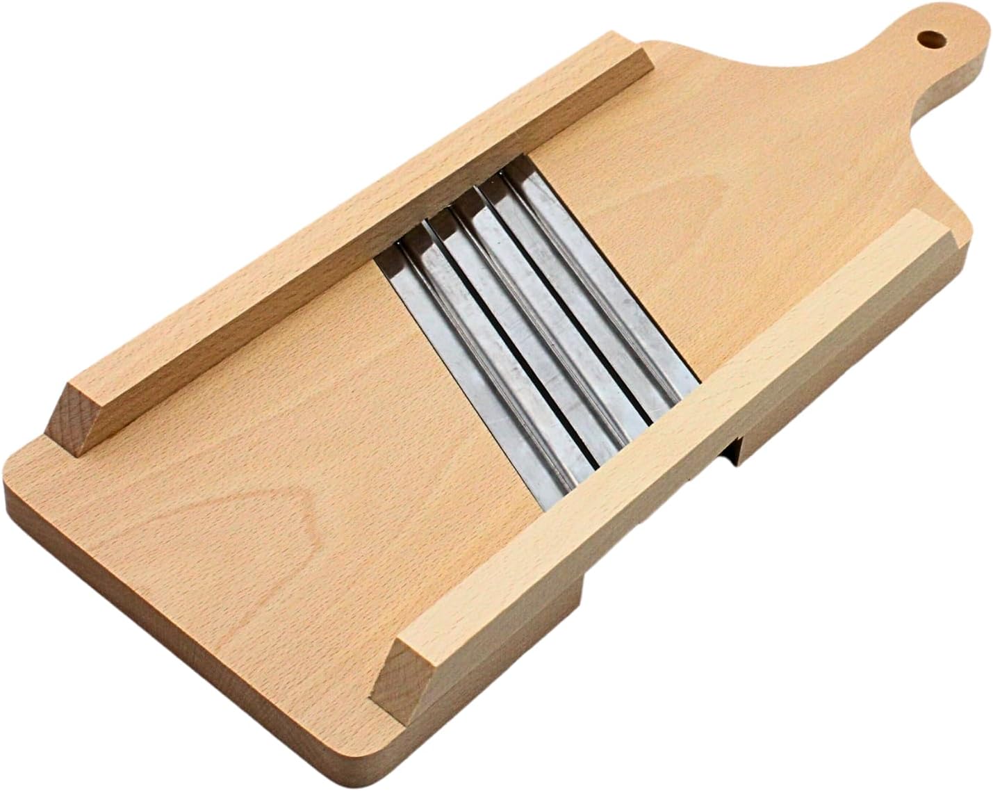 Dekohelden24 Wooden Board / Cucumber Slicer / Herb Slicer with Integrated Cutter in Natural Dimensions L x W x H 42 x 15 x 3 cm