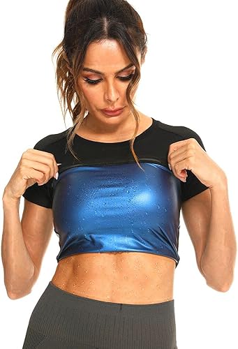 Nanooer - Traje de sauna para mujer, traje de sauna de sudor dulce para pérdida de peso, parte superior de sauna de compresión para entrenamiento de