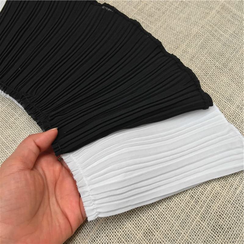 Finiture in pizzo, passamanerie for tende da 10 metri tessuto di pizzo elastico pieghettato 17 cm colletto in pizzo chiffon finiture in nastro abbigliamento fai da te abiti da sposa decor(Black)