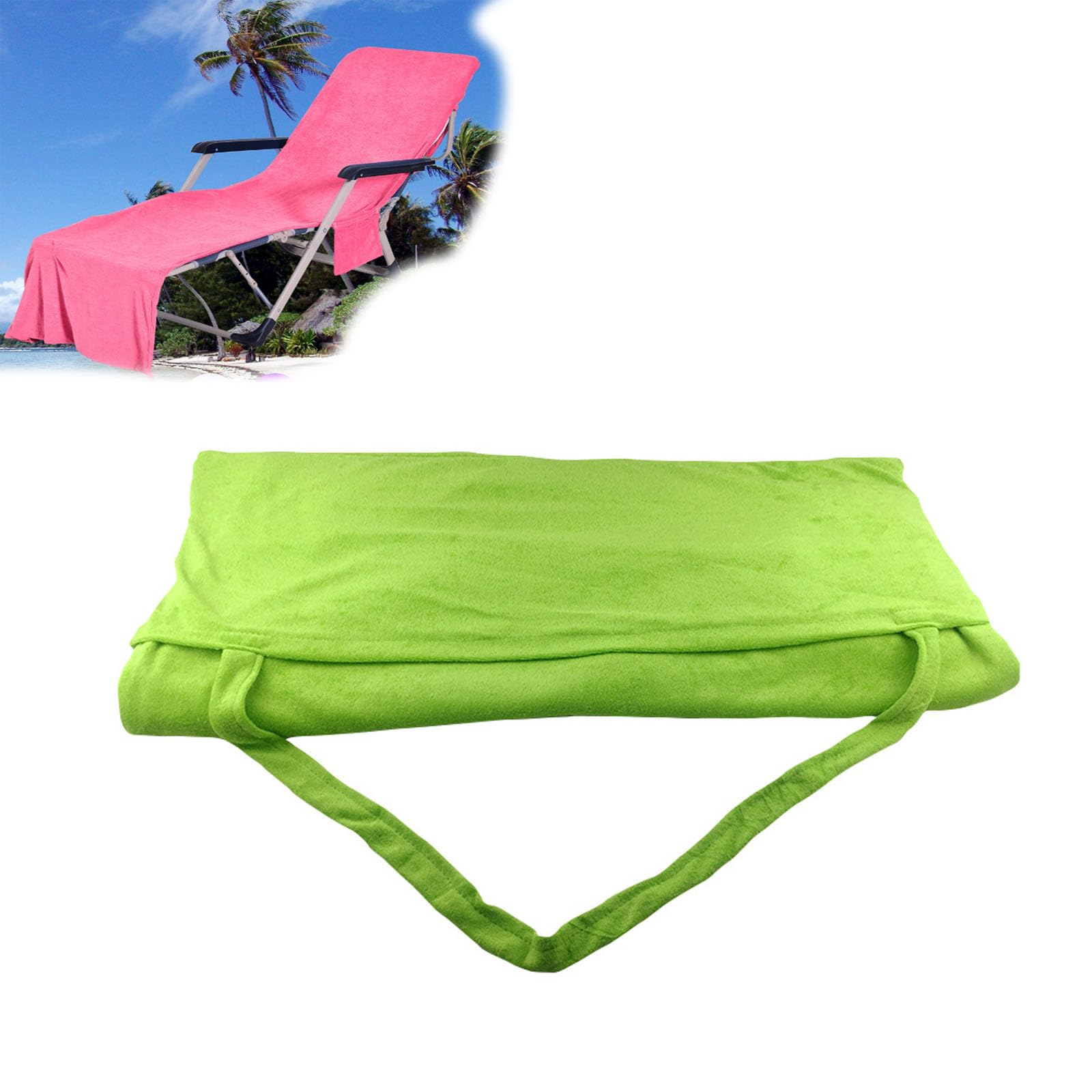 Uck-Kit Green Sun Lounger Towel In Bag With Pockets Storage, Sun Beach Chair Cover, Towel Pool Chair Cover For Sunbathing Lounger Hotel Holiday Garden Pool,