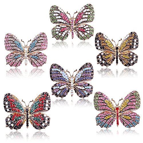 Image of Kaichen Butterfly Colorful Rhinestone Brooch, Jewelry Gift for Women, Girls, Ladies, Exquisite Packaging