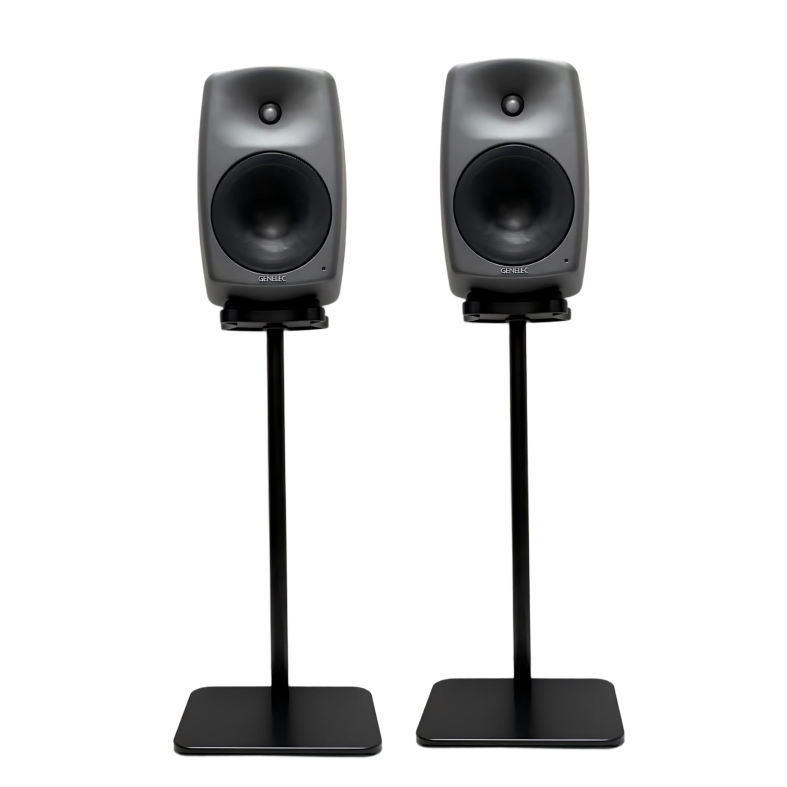 Lautsprecherständer für Genelec 8050/G5/ G Five/ 8351 & XX5X Serie Studiomonitore,Aluminiumlegierung,Kabelführung,einfache Montage (8050/G5/ G Five/ 8351 & XX5X Schwarz Paar)