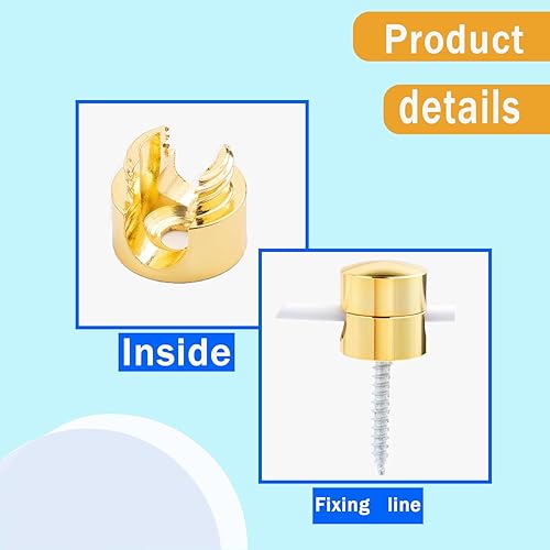 Miniatura 5 de 3 juegos de soportes para cables de carga, clips adhesivos de metal dorado, soportes de anclaje de cable ajustables, organizador de cables para