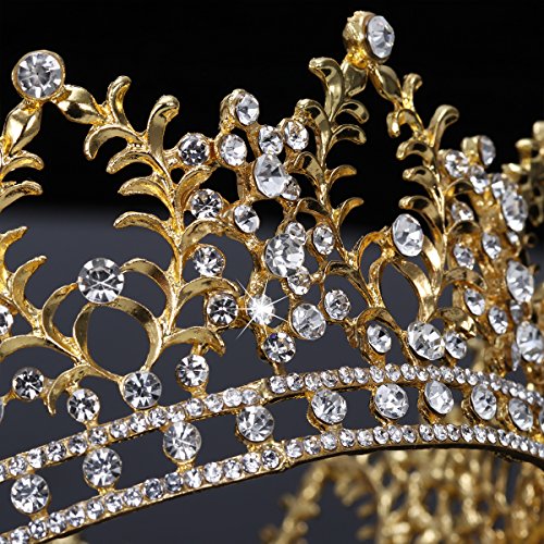 Frcolor Jeweled Baroque Queen Gold Princess Crown Vintage Crystal Diamond Wedding Crowns And Tiaras Costume Party Hair Accessories For Women #TOP6