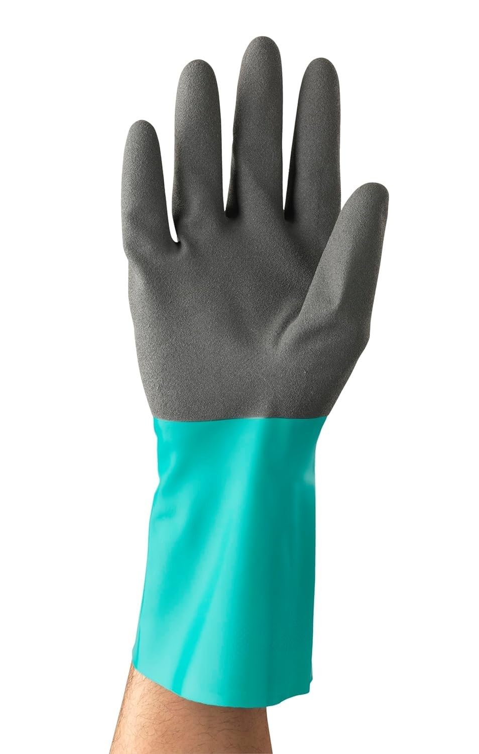 ANSELL ALPHATEC 58-430 Rękawice robocze chemiczne, ochrona o wysokiej wydajności, powłoka dwuwarstwowa, wodoodporna, wielokrotnego użytku, zielony, rozmiar S (12 par)