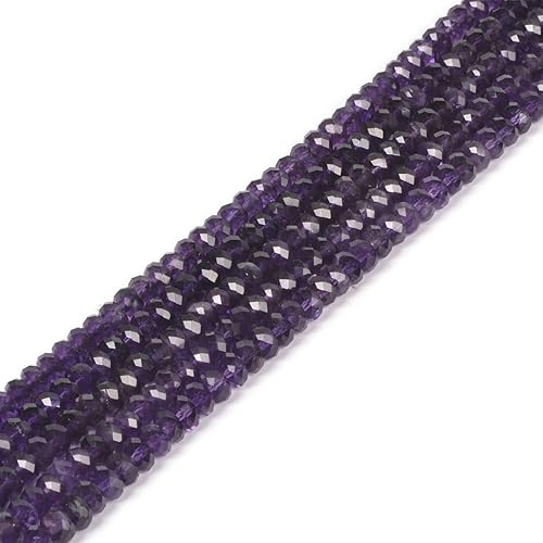 0.236 in AA Grado Natural Amatista Facetado Rondelle Perlas Sueltas 16 Pulgadas
