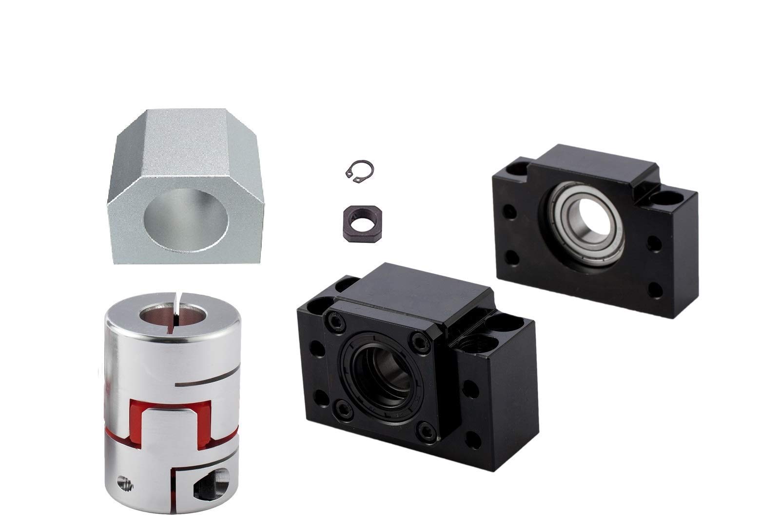 Double Nut Ball Screw 16mm DFU1605 RM1605 750mm With BK/BF12 Supports & Coupler - C7 Grade For CNC Machines