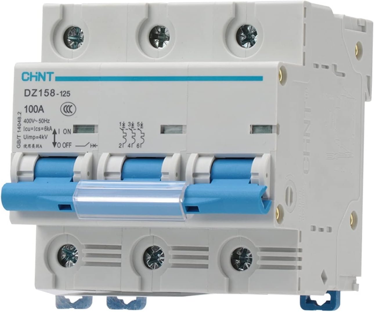 High Current Rail Type air Circuit Breaker Open DZ158-125 1P 2P 3P 4P 80A 100A(DZ158-125 3P 100A R)