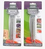 Gigant Multischäler Set,Gemüseschäler,Beidseitig Gezackte Klinge, Ideal für Gemüse und Obst Gigant Julienne Schäler für Gemüsestreifen, Edelstahl Rostfrei,Geeignet für Links- und Rechtshänder