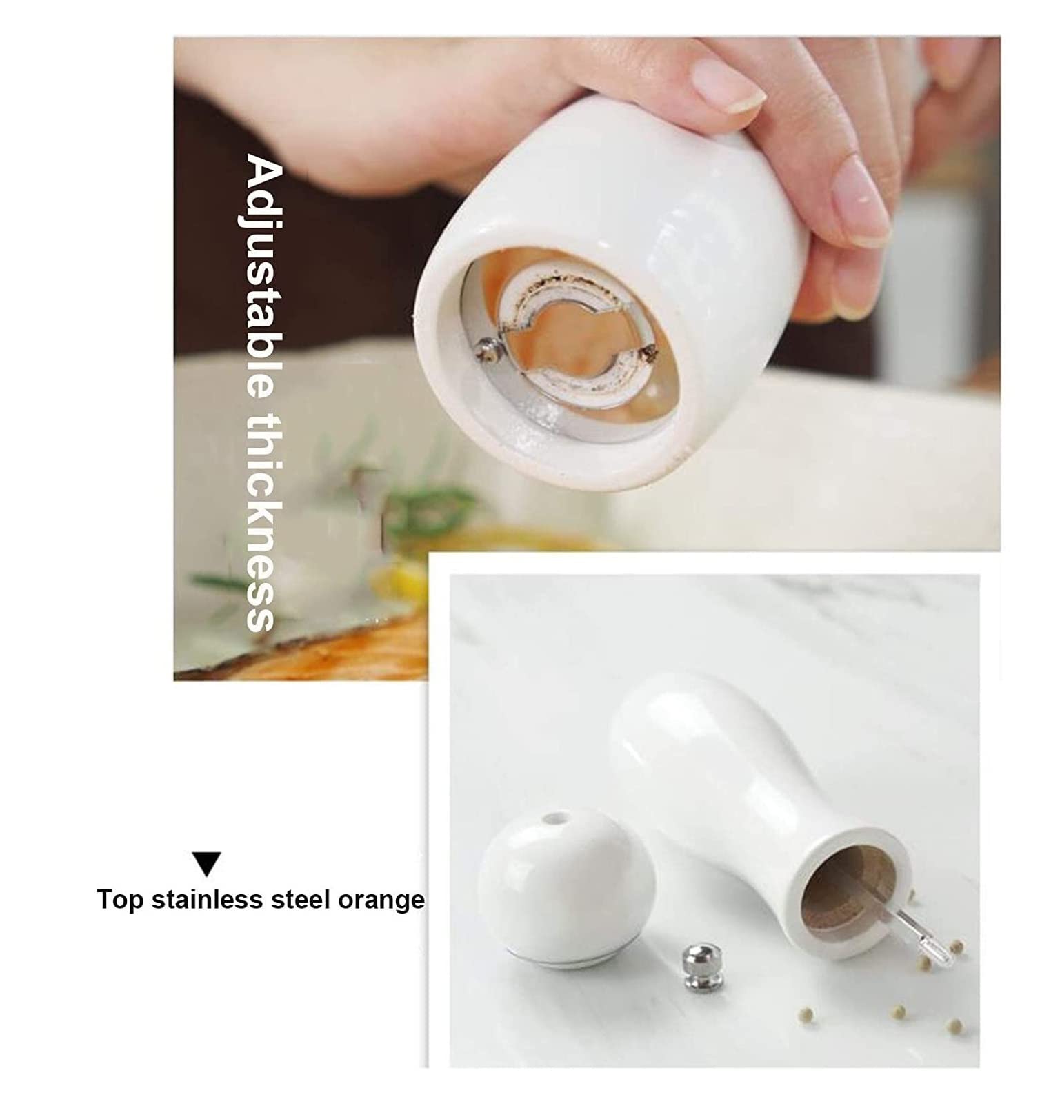 Młynek Do Pieprzu I Soli Zestaw 2 Młynków Do Soli I Pieprzu, Regulowany Młynek Ceramiczny, Do Soli Morskiej, Chili, Sezamu Młynków Do Przypraw(C)