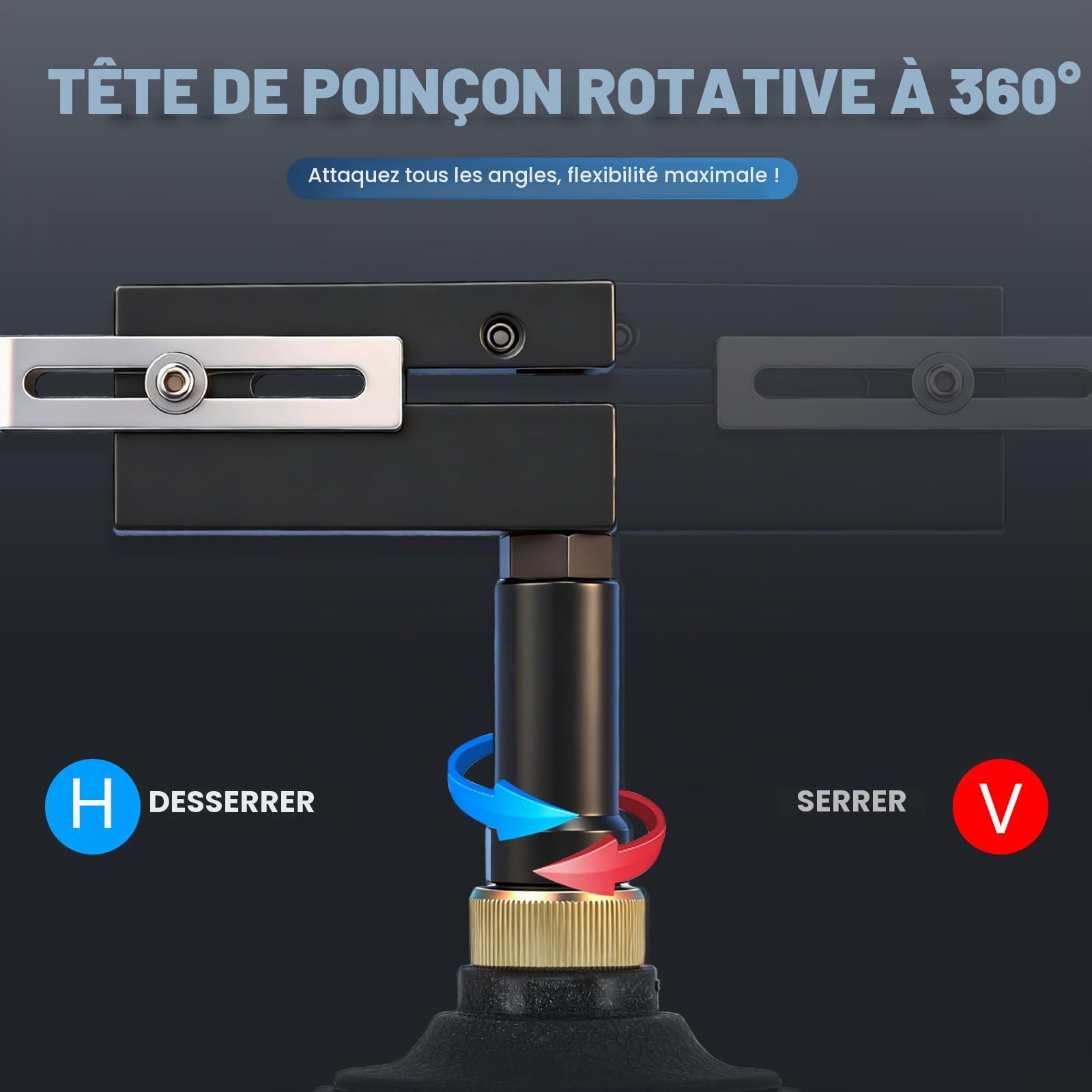 NEWTRY Perforatrice pneumatique industrielle de 8 mm, outil de poinçonnage à bride en métal profond, poinçonneuse manuelle (taille du trou, 8 mm)