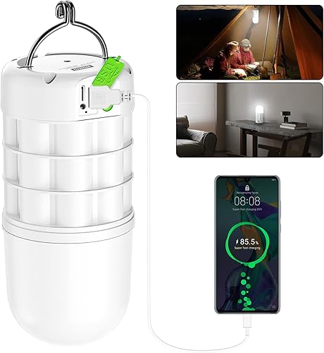 Miniatura 7 de Linterna de camping recargable de 8000 mAh, linterna de 1320 LM, luz de campamento portátil, 3 modos de luz y regulable continuo, luz de emergencia