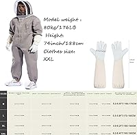 Vista 2 de ANDES Traje de apicultor para hombres y mujeres – Suministros universales de apicultura Trajes de abeja con velo y guantes de piel de oveja