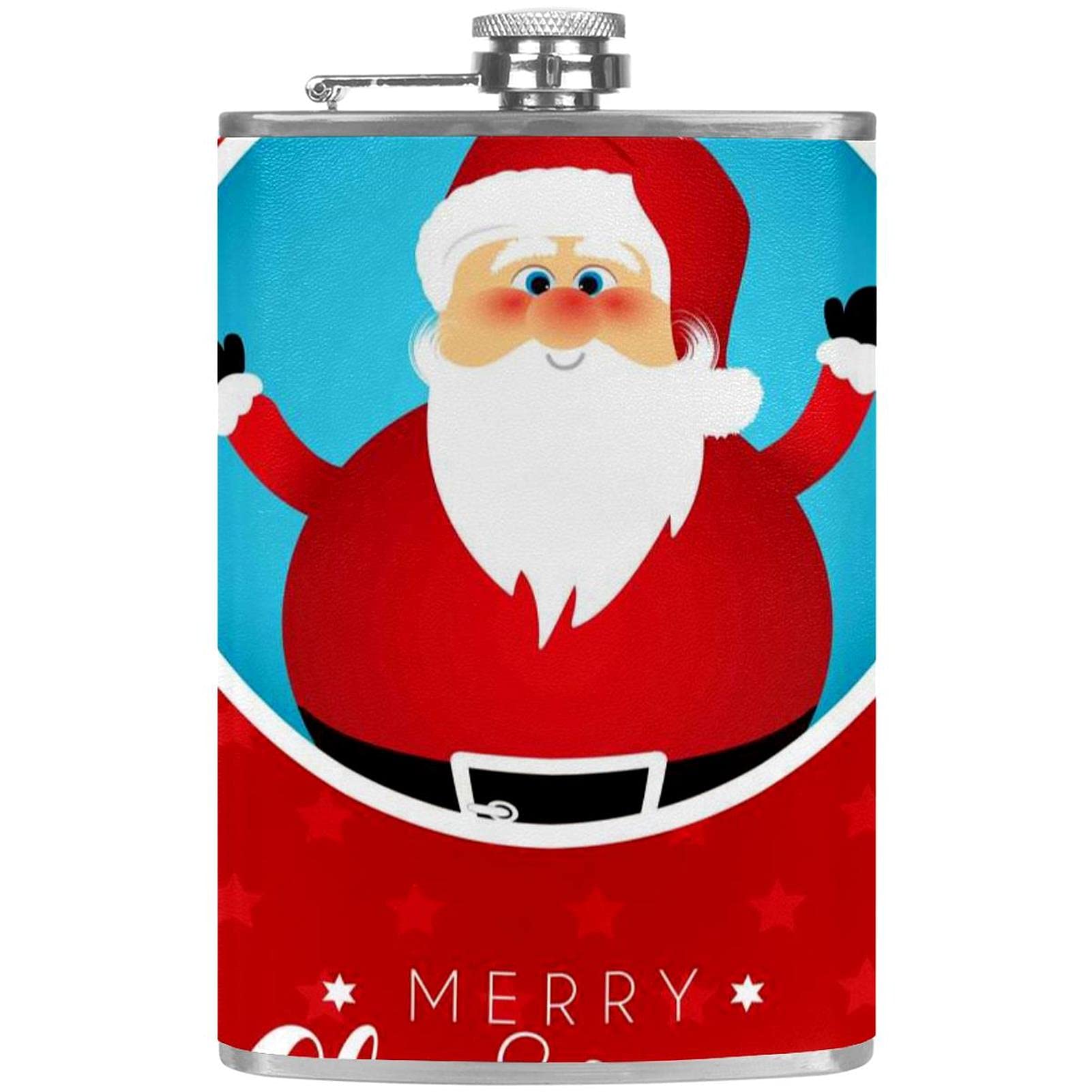Petite flasque pour liqueur en acier inoxydable et son entonnoir de Noël