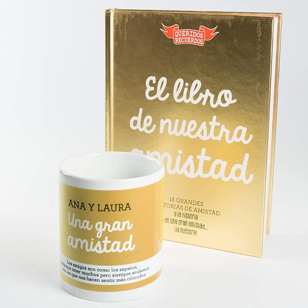 Cadeau d'anniversaire personnalisé : kit « Best Friends » avec le livre de notre amitié + une tasse personnalisée + une carte dédiée dans une boîte en bois gravée