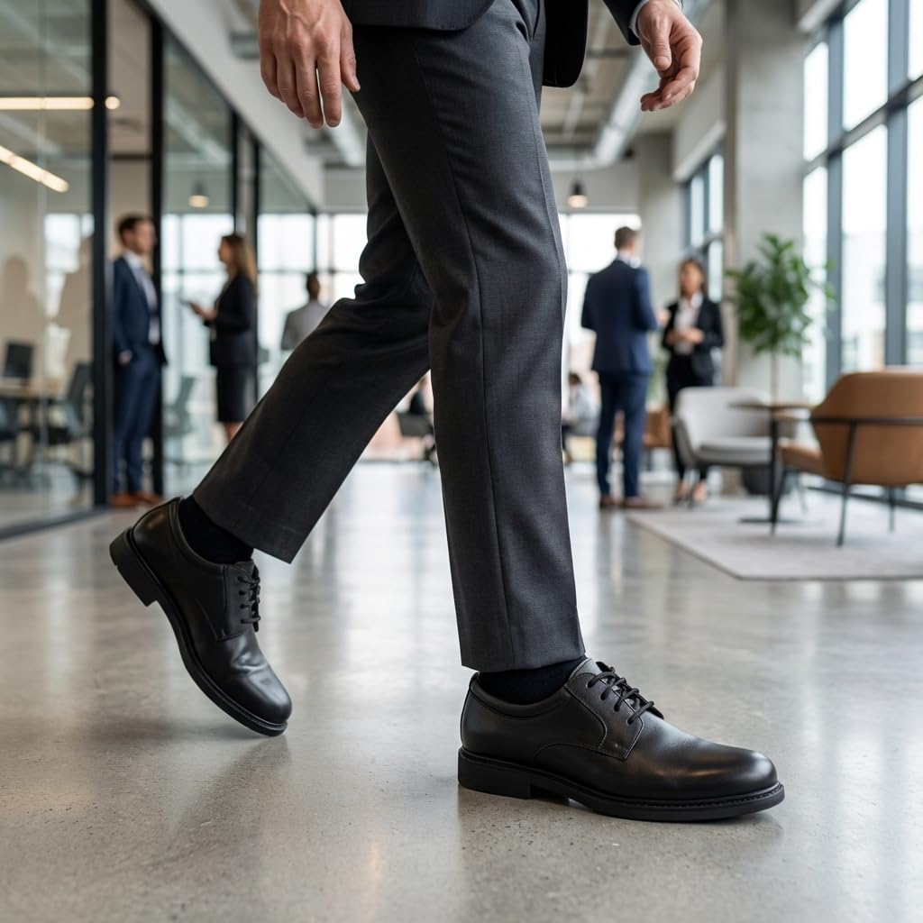 Scarpe Uomo Eleganti in Pelle con Lacci e Tacco Basso | Modello classico da ufficio con punta arrotondata e linea formale, adatto a cerimonie, lavoro e occasioni importanti