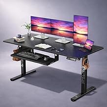 ARTIKEL Artidesk X-Large Electric Height Adjustable Table for Office Work with Keyboard Tray | Sit Stand Gaming Desk| 80Kg Wt Lift | 2 Headphone Hooks, Cable Management Tray - Black (160x75cm)