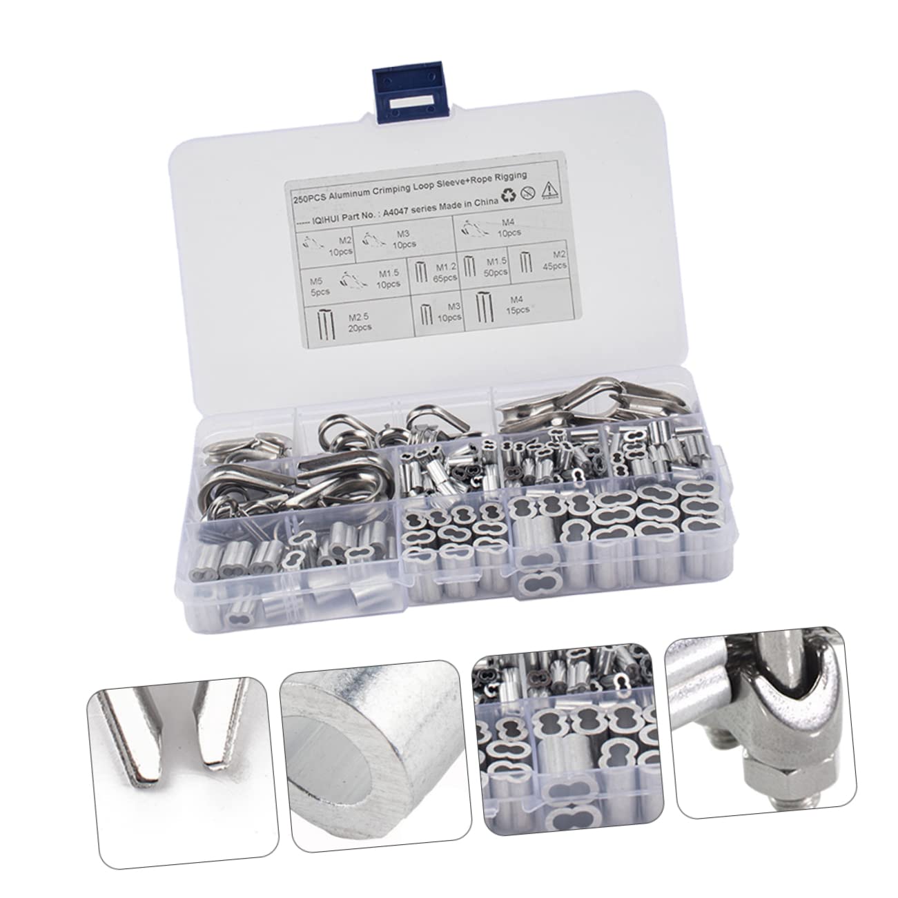 Ciieeo Wire Ferrules Kit Pcs Stainless Steel Wire Rope Collar Sweetheart Ring Parts Crimp Sleeves