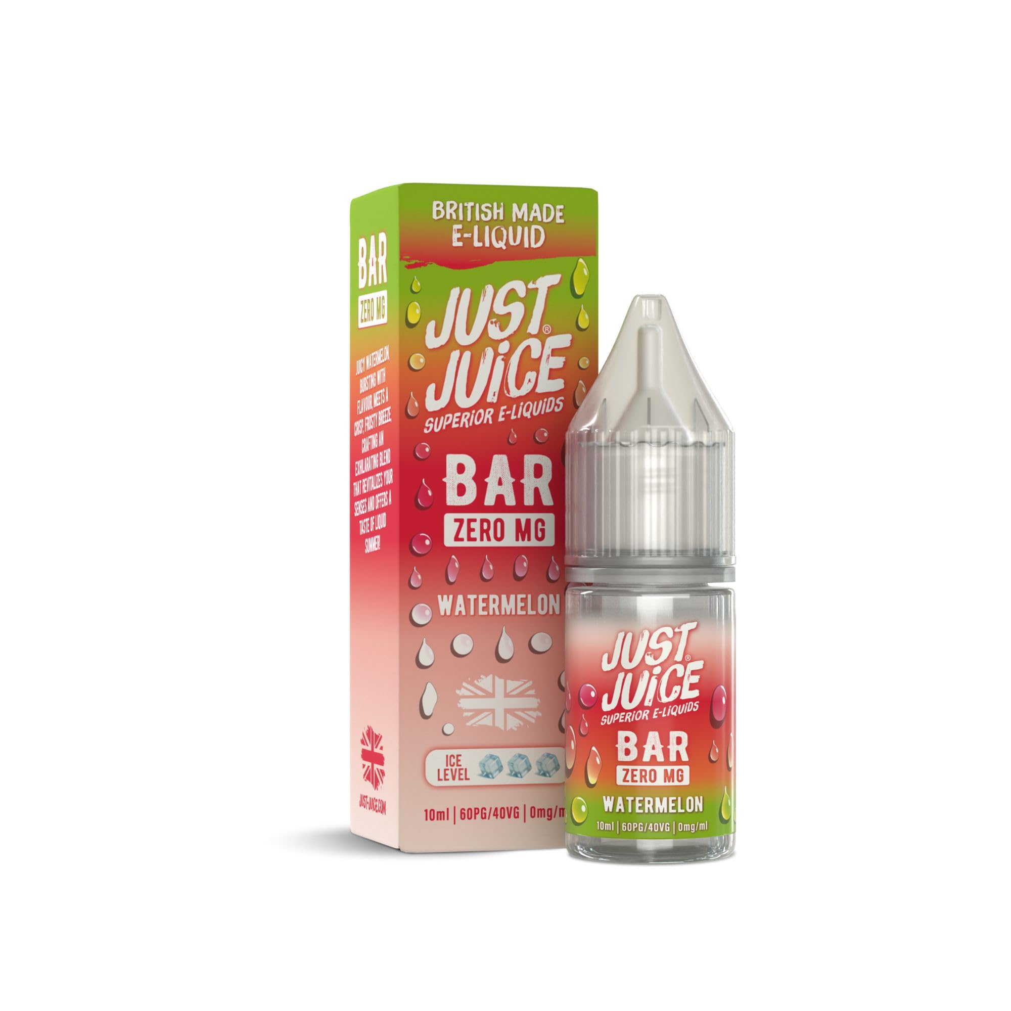 Just Juice Superior E-Liquids Vape Liquid with No Nicotine - Watermelon Flavour - 10ml Bottle, 60/40 0mg e-Liquid, Nic Free eliquid