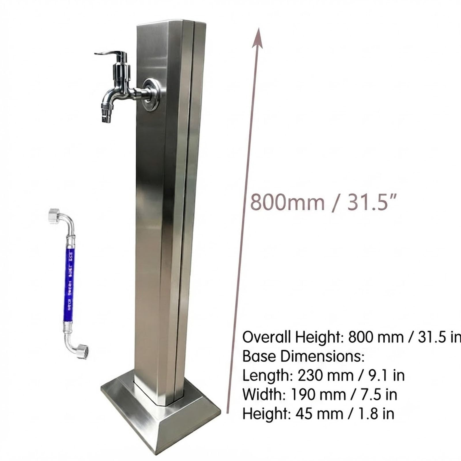 Columna de agua para jardín, Fuente de exterior en acero inoxidable 304 | Grifo de pie para jardín, Dispensador de agua vertical para riego y limpieza