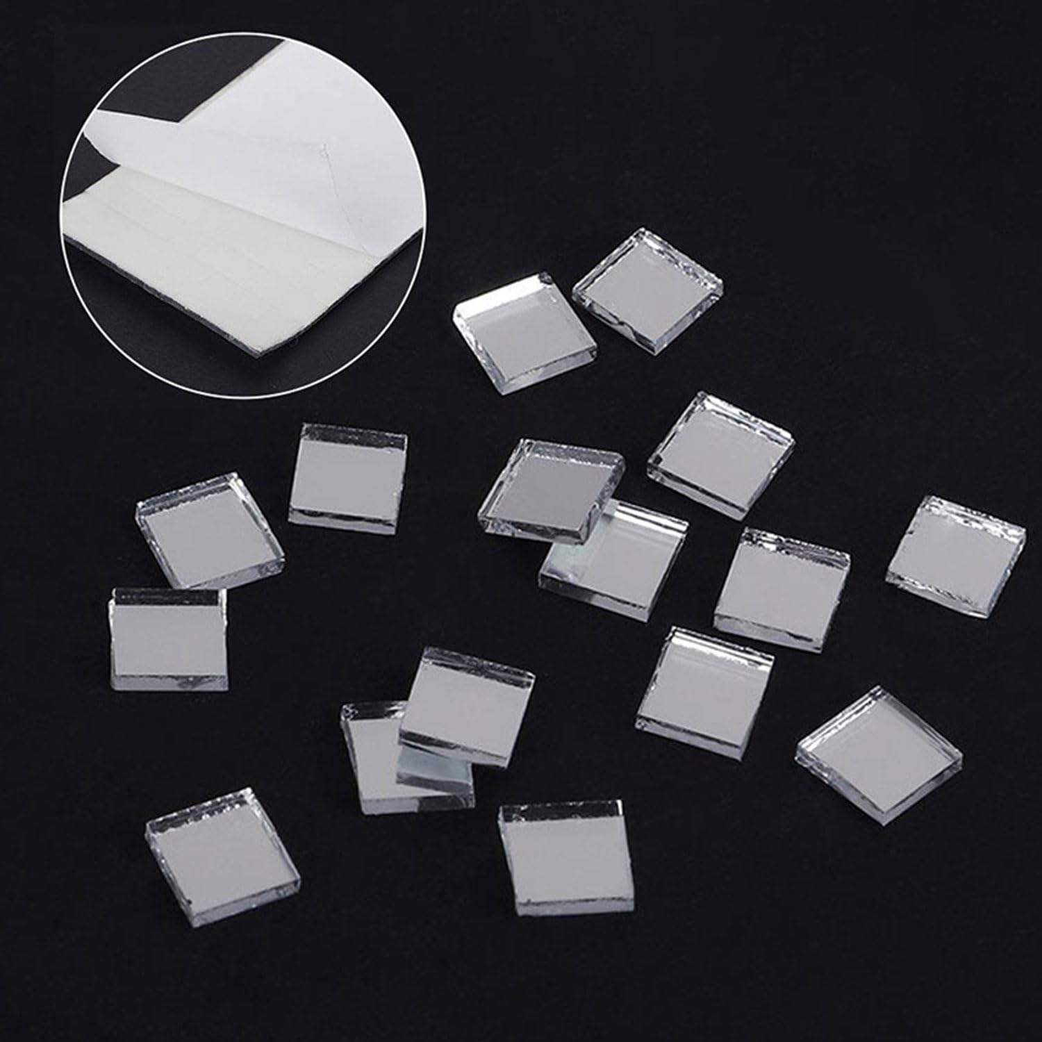 GIONAR 4392 mattonelle autoadesive a mosaico a specchio in vero vetro, per fai da te, decorazione fai da te, palla da discoteca, decorazione per la casa, mini specchi quadrati adesivi 5 mm x 5 mm