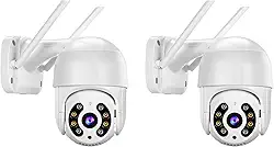 KIT 2 Câmeras de Segurança Domo WiFi PTZ externa, Câmera IP sem fio com visão de 360°, Visão noturna colorida, Áudio bidirecional, Detecção de movimento, Alerta de atividade - BELLA NET