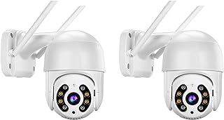 KIT 2 Câmeras de Segurança Domo WiFi PTZ externa, Câmera IP sem fio de 5MP Sistema de segurança residencial com visão de 360°, Visão noturna colorida, Áudio bidirecional, Detecção de movimento, Alerta de atividade - BELLA NET