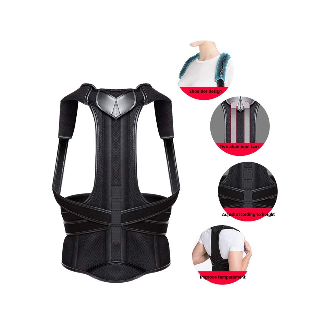 Corrector de postura, corrección de columna lumbar, fuerza equilibrada, correa de hombro, banda de presión ancha negra (varios tamaños) (talla : S) buena