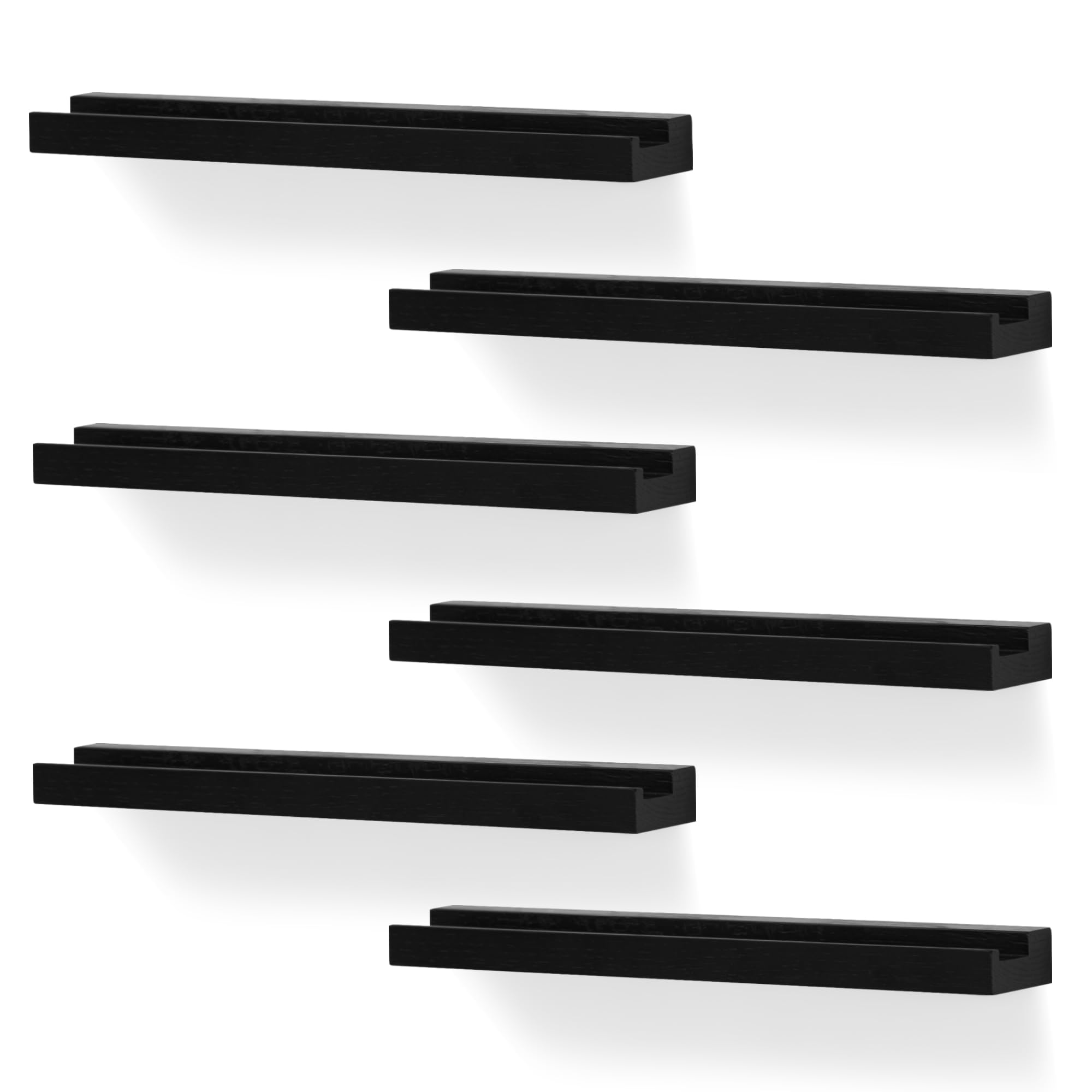 NIUBEST Wandhalterung für Vinyl-Schallplatten, 6er-Pack - Schallplattenregale, Halterung zur Präsentation von Schallplatten, CDs, Büchern und Kunstwerken, Vintage-Aufbewahrung für Zuhause (Schwarz)