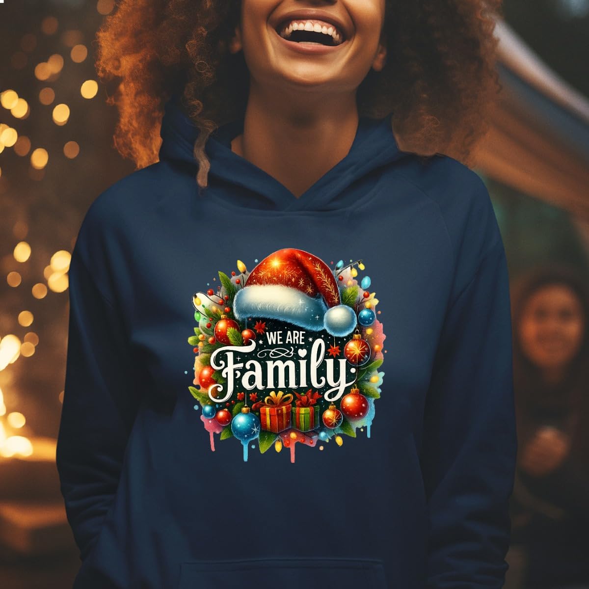 We Are Family Bonnet de Noël Famille Boules de Noël Cadeau | Pull à capuche de Noël de Noël