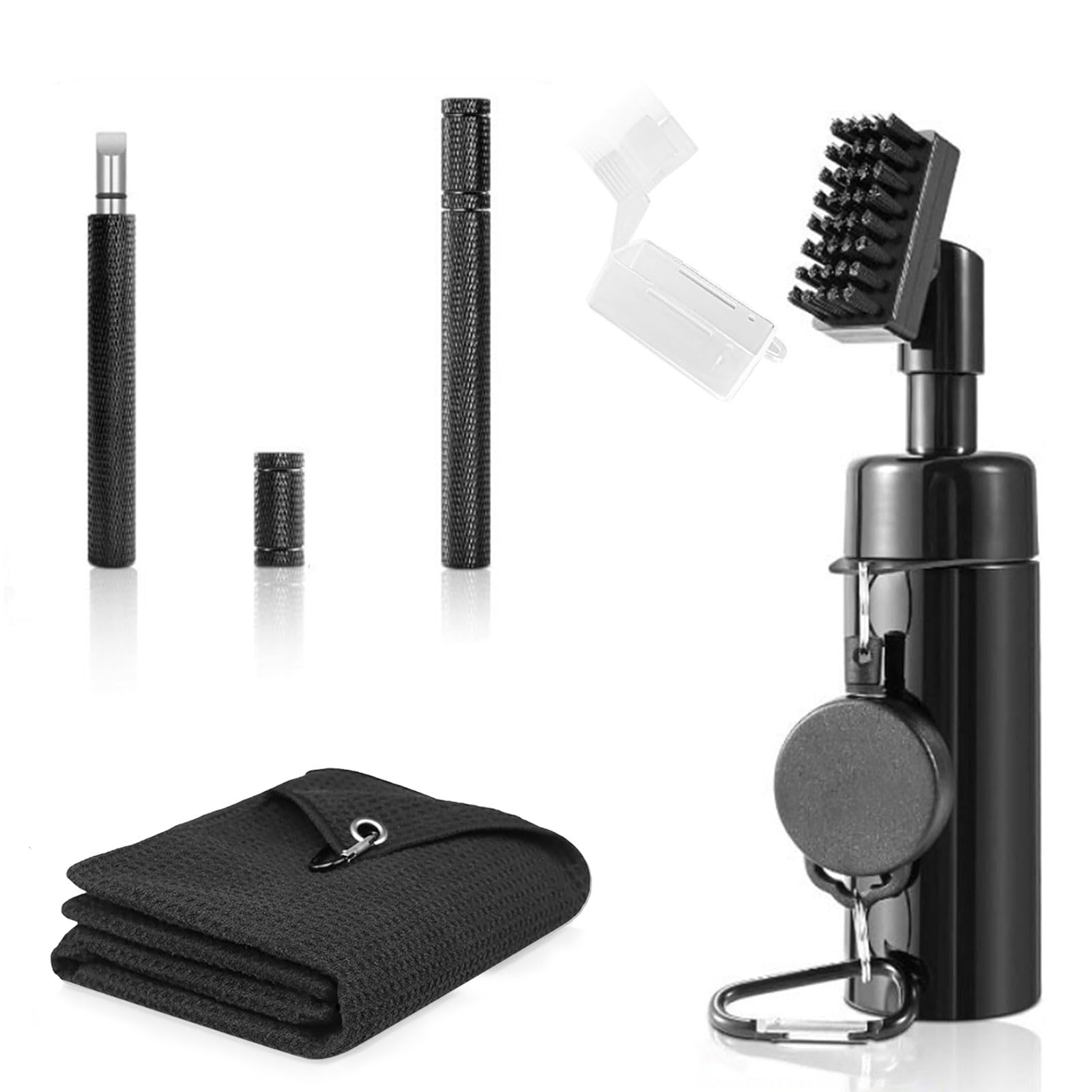 Yeqqzq ﻿Golf Essentials Kit | Must Have Golf Accessories - Golf Water Brush, Golf Towel, Golf Club Brush, Golf Groove Sharpener Tool, Golf Gifts for Men