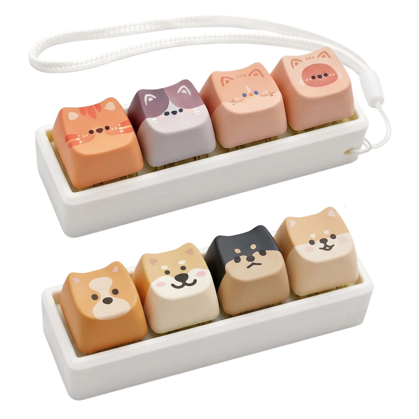 XazNvc 2 Pcs Keyboard Fidget Toys, Cute Cat Dog Keyboard Clicker Fidget, 4-in-1 Finger Clicker Toys, Anxiety Decompression, Funny Stress Relief for Travel Office Home
