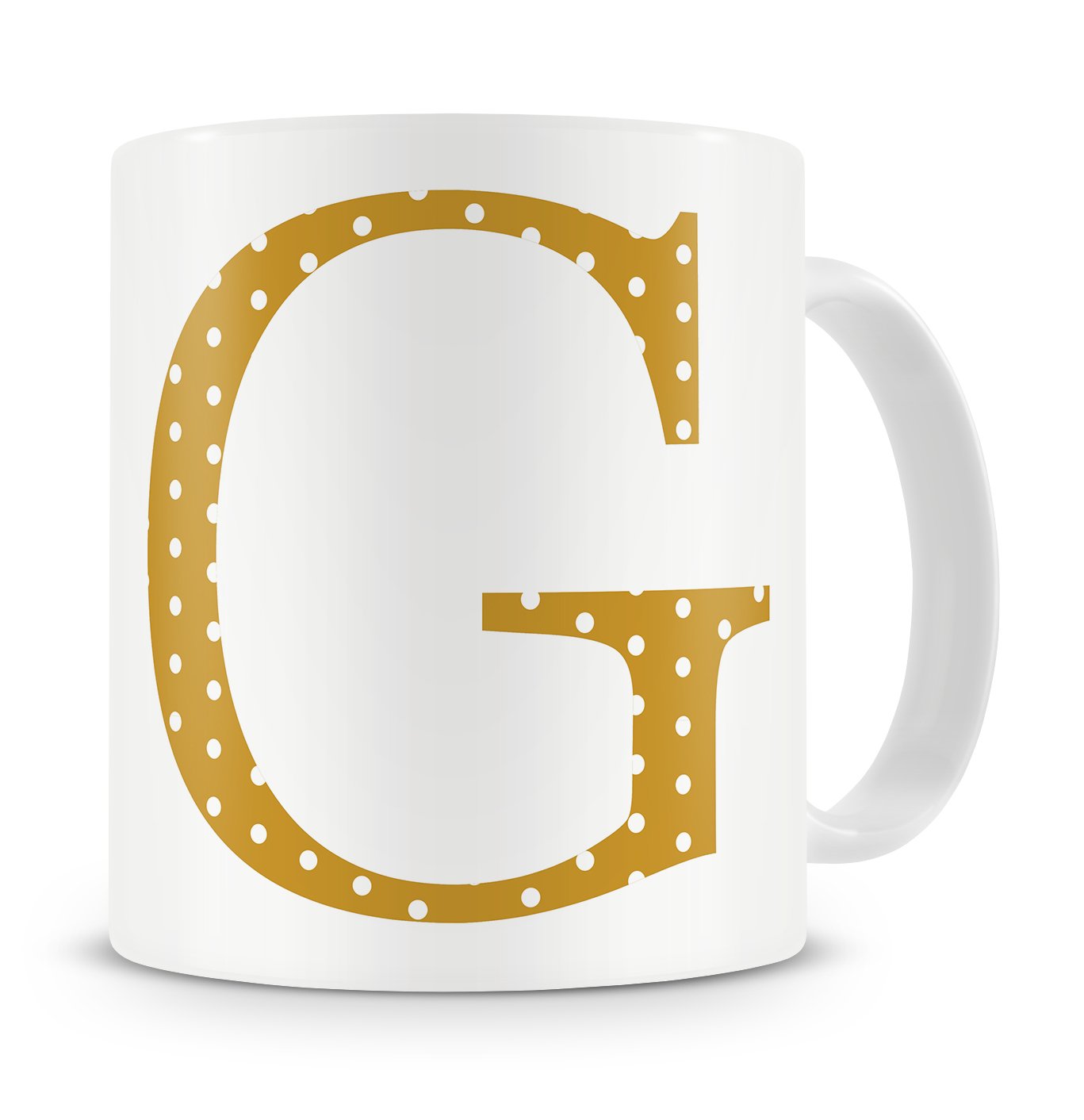 givagiftLetter “G” Mug – Letter G Mug, G Letter Mug, G Mug – Mug Gift/Present – Polka Dot Style – Modern/Cool/Trendy Style Mug (Gold)