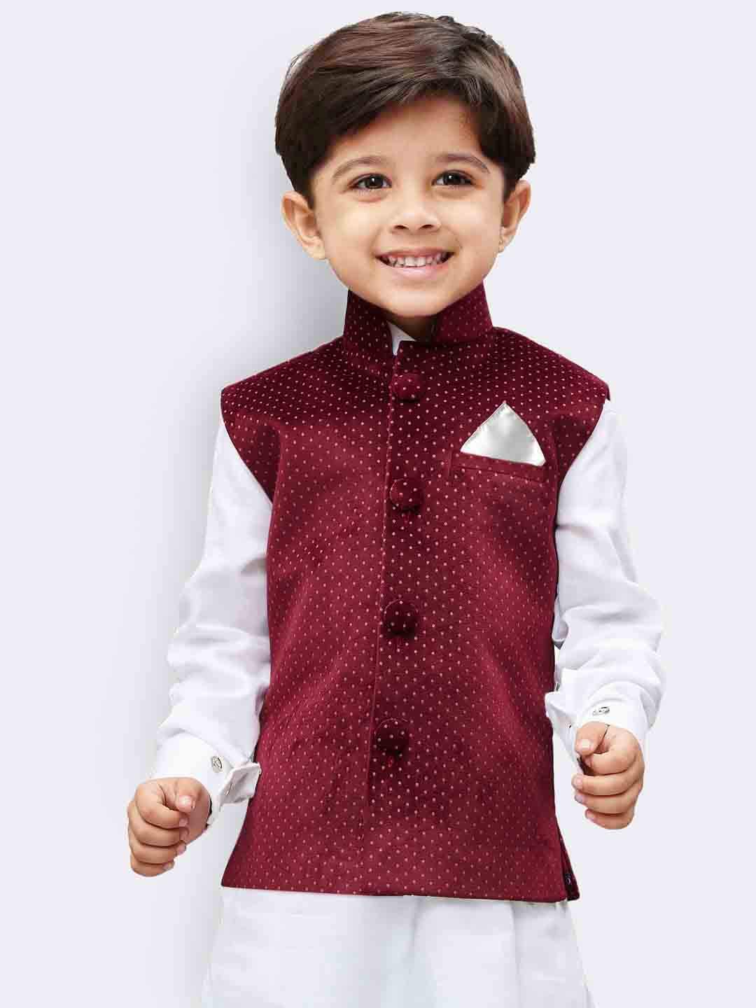 Jbn Creation Boys' Maroon Velvet Nehru Jacket_Vasbjma014_18