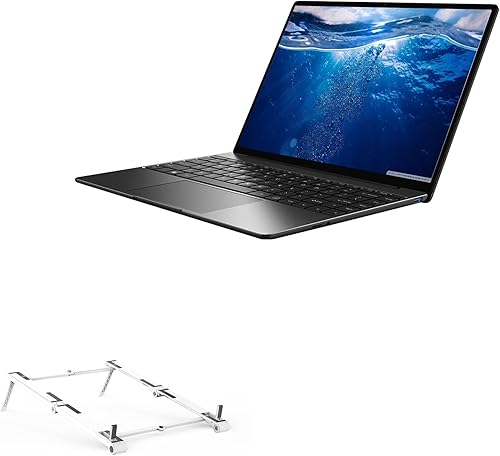 BoxWave Stand and Mount Compatible with Chuwi CoreBook - Pocket Aluminum Stand 3-in-1, Portable, Multi Angle Viewing Stand - Metallic Silver