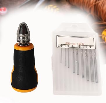 Mini Hand Drill Portable Precision Tool Set with 10Pcs Drill Bits 0.8-3.0mm, Small Hand Drills for Woodworking Jewelry Walnut DIY Craft