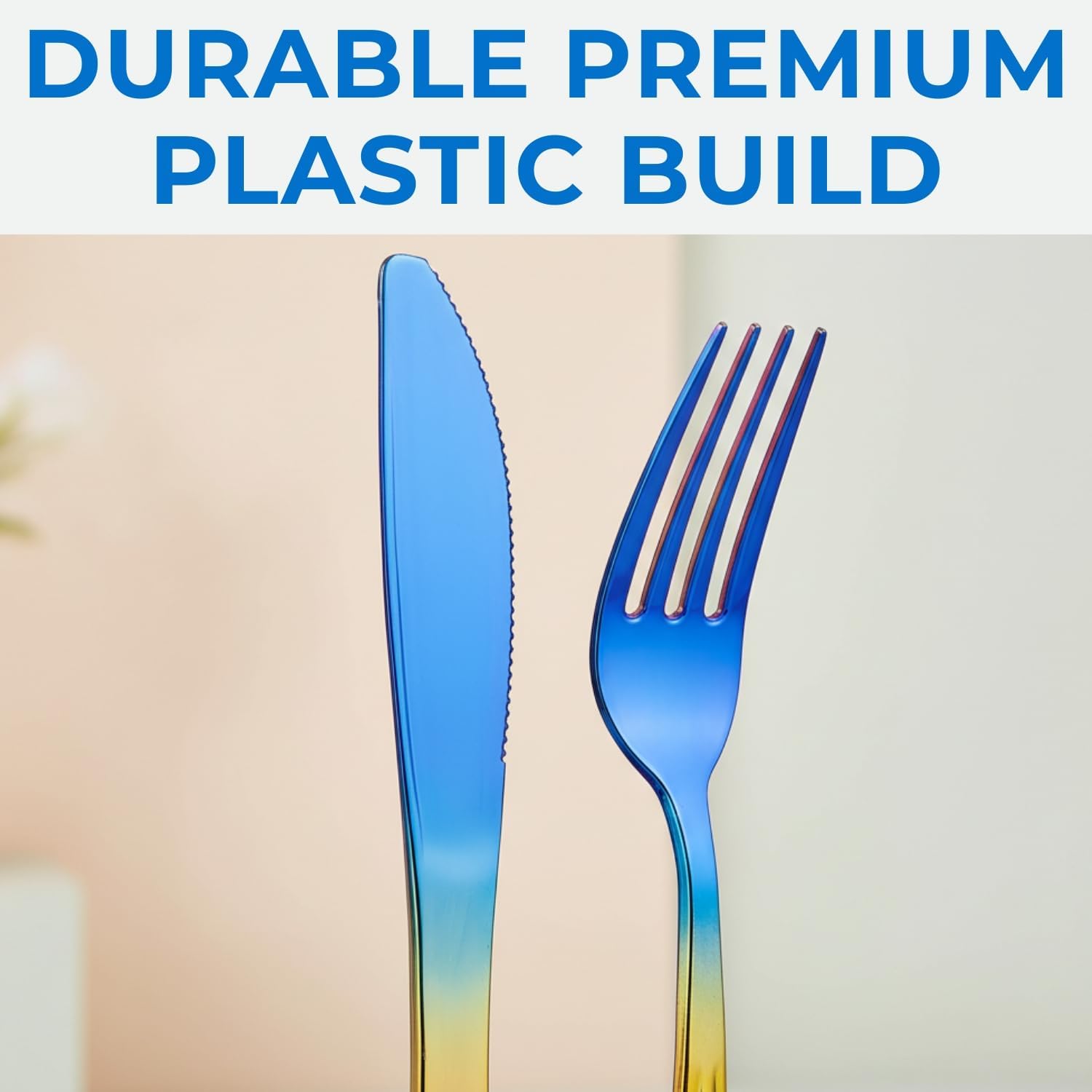 Fun Express 7" Rainbow Metallic Fork, Knife and Spoon Plastic Cutlery Sets - 24 Ct.