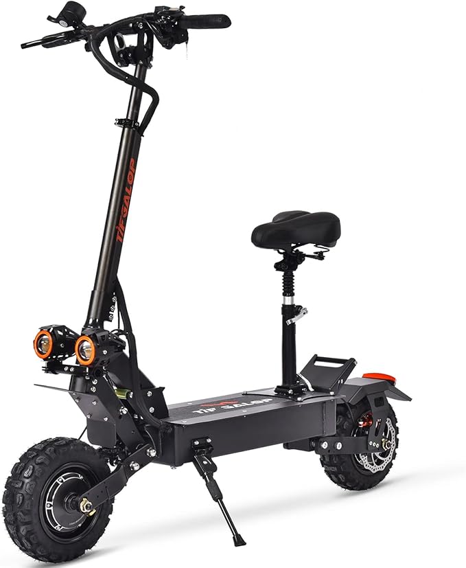 US Warehouse 5600W Dual Motor Electric Scooter for Adults, Top Speed 50 MPH, 56 Mile Range, 11 Inch Off Road Tire Sports Scooter with Folding Seat and Dual Oil EBS Braking System