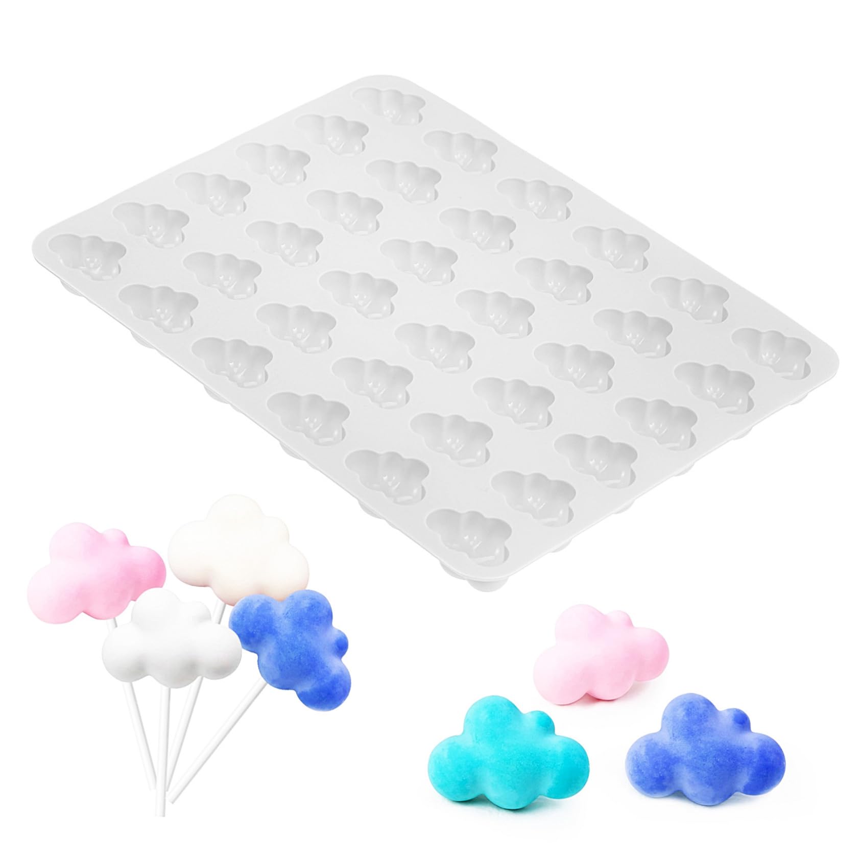 Cabilock Cloud Silicone Mold Candy Mold Molds Large Gummy Unique Reusable Chocolate Mould Planet Gummies Chocolate Letters Gelatin Gums Cupcake Bonbon Assiette Fruit Moulds White