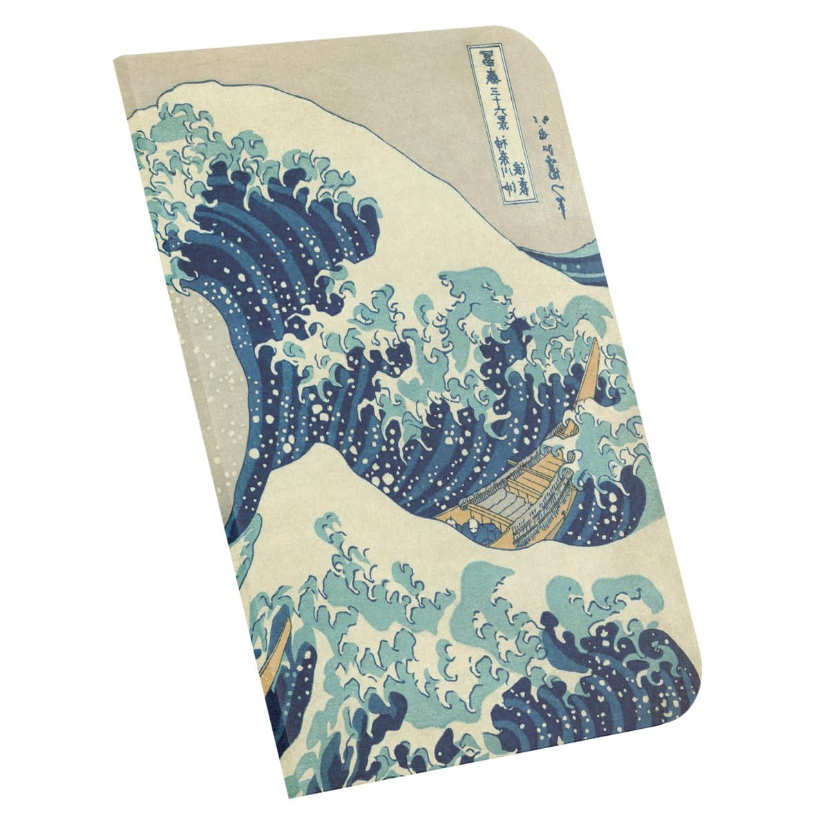 Retronote The Great Wave off Kanagawa, Hokusai 1829-32, notatnik A4 V, bez linii, łącznie 64 strony, metalowe szwy, elastyczna okładka, owalna krawędź, tekstura płótna, 60 g, kremowo-żółty, 21 x 29,7