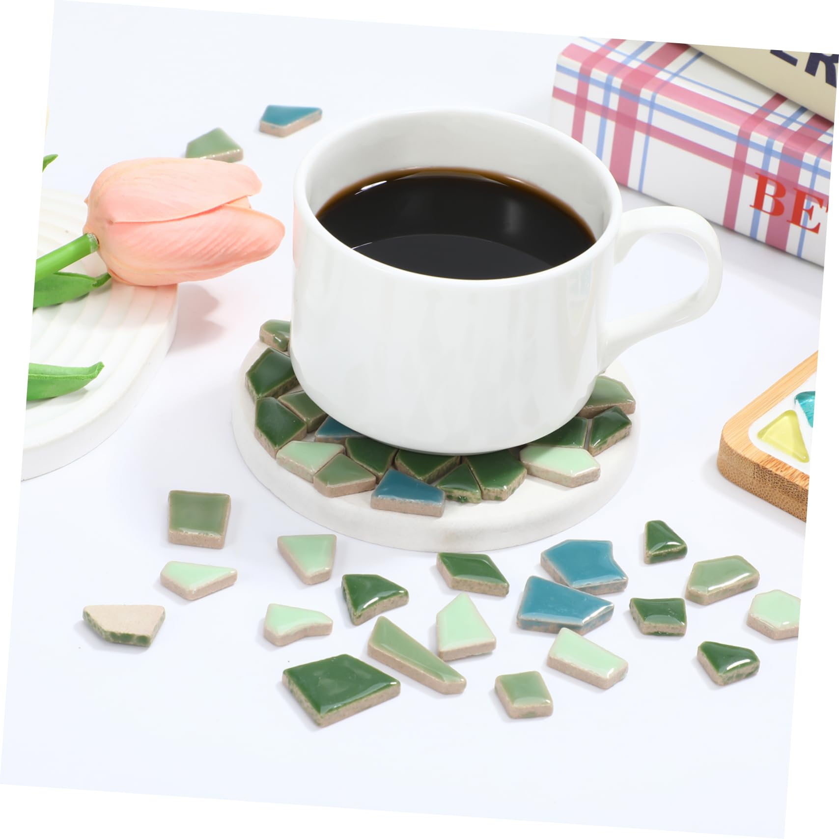 DOITOOL 6 Piezas Teselas de Cerámica Esmaltada para Diy Azulejos Irregulares Duraderos Pequeñas Verde para Manualidades y Decoración