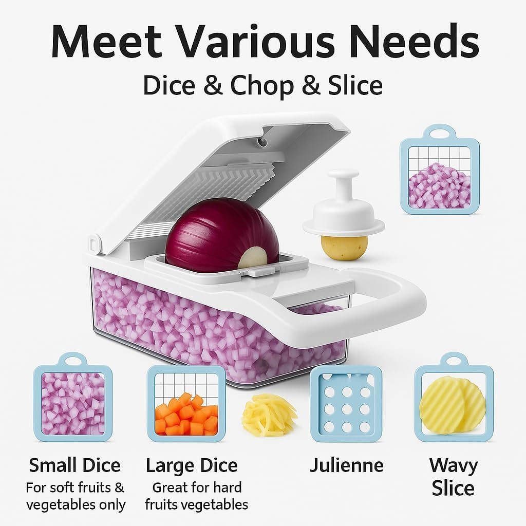 CASAFOYER 16 in 1 Vegetable Chopper, Mandoline Slicer, Food Dicer with Container