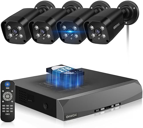 Sistema de cámara de seguridad para exteriores con cable 4K Ultra HD y visión nocturna IR de 100 pies, cámaras POE para seguridad en el hogar, kit