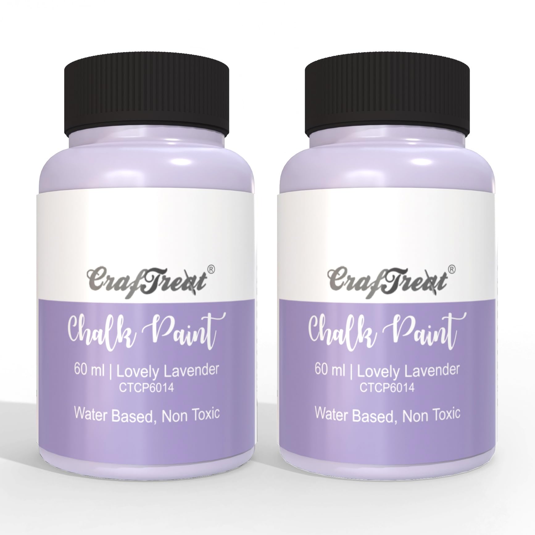 CrafTreat Lovely Lavender - Chalk Paint for Wood Furniture, Wall, Home Decor, Glass, DIY Craft - Matte Acrylic Multi Surface Paint - 60ml Each | Pack of 2 (B0836XYL21) Amazon Price History, Amazon Price Tracker