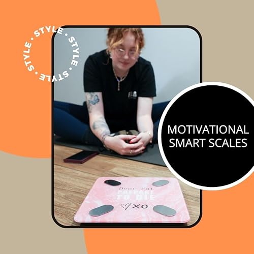 Miniatura 7 de Báscula digital inteligente, diseño moderno motivacional, báscula de peso, monitor de grasa corporal, composición de 12 teclas, aplicación iOS